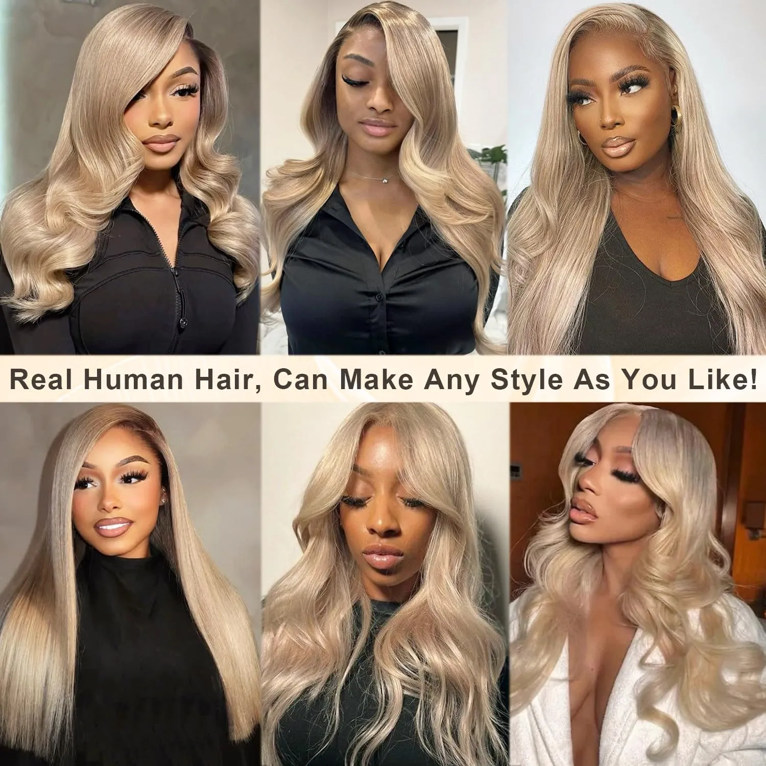 Ash Blonde Wig Human Hair 32 Inch 13x6 Transparent Lace Front Wigs Human Hair 180% Density Brown Blonde Straight Lace Front Wigs for Black Women Pre Plucked Long Invisible Lace Frontal Wigs Human Hair