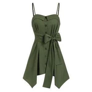 Asymmetric Spaghetti Strap Button Tank