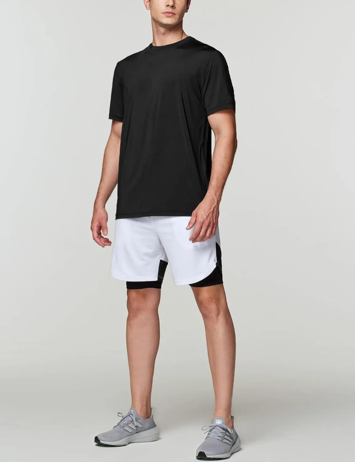 ATHLIO Men's Workout Running Shirts, Sun Protection Quick Dry Athletic Shirts, Short Sleeve Gym T-Shirts