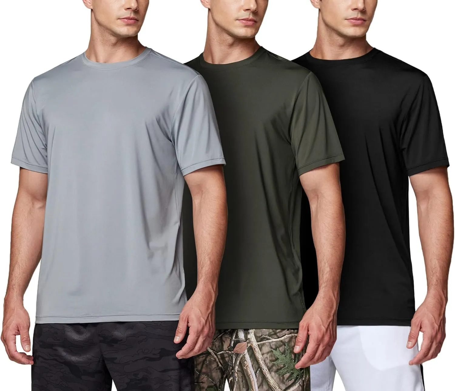ATHLIO Men's Workout Running Shirts, Sun Protection Quick Dry Athletic Shirts, Short Sleeve Gym T-Shirts