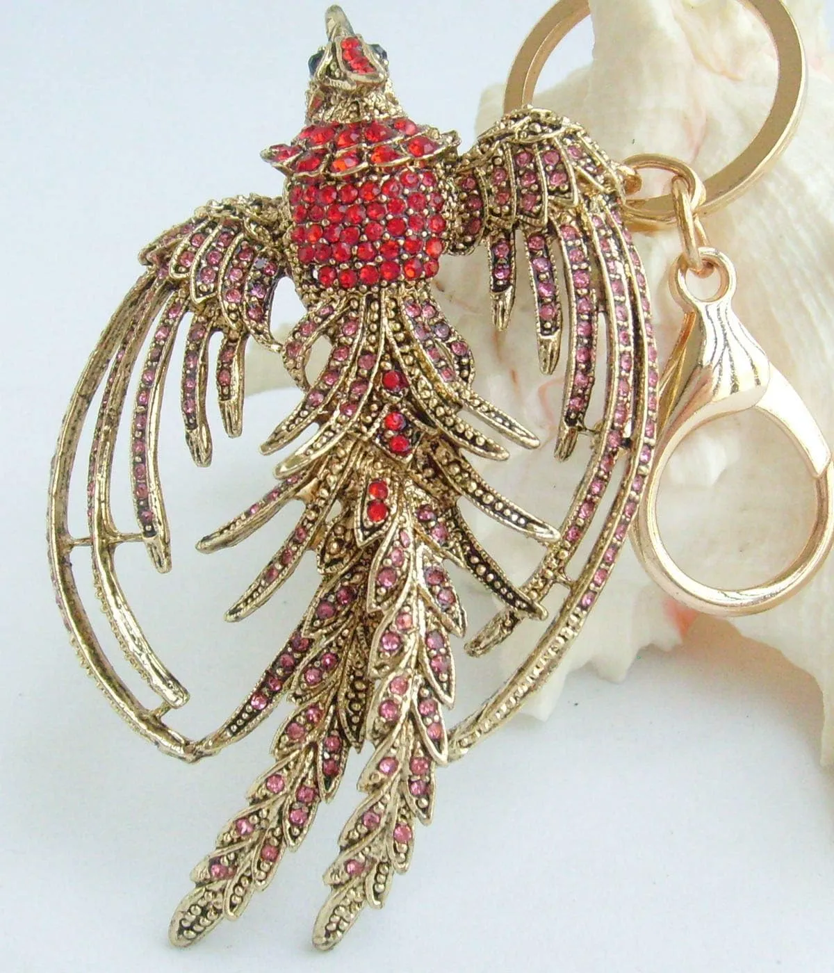 Austrian Crystal Animal Bird 3.54" Phoenix Keychain Pendant K2338