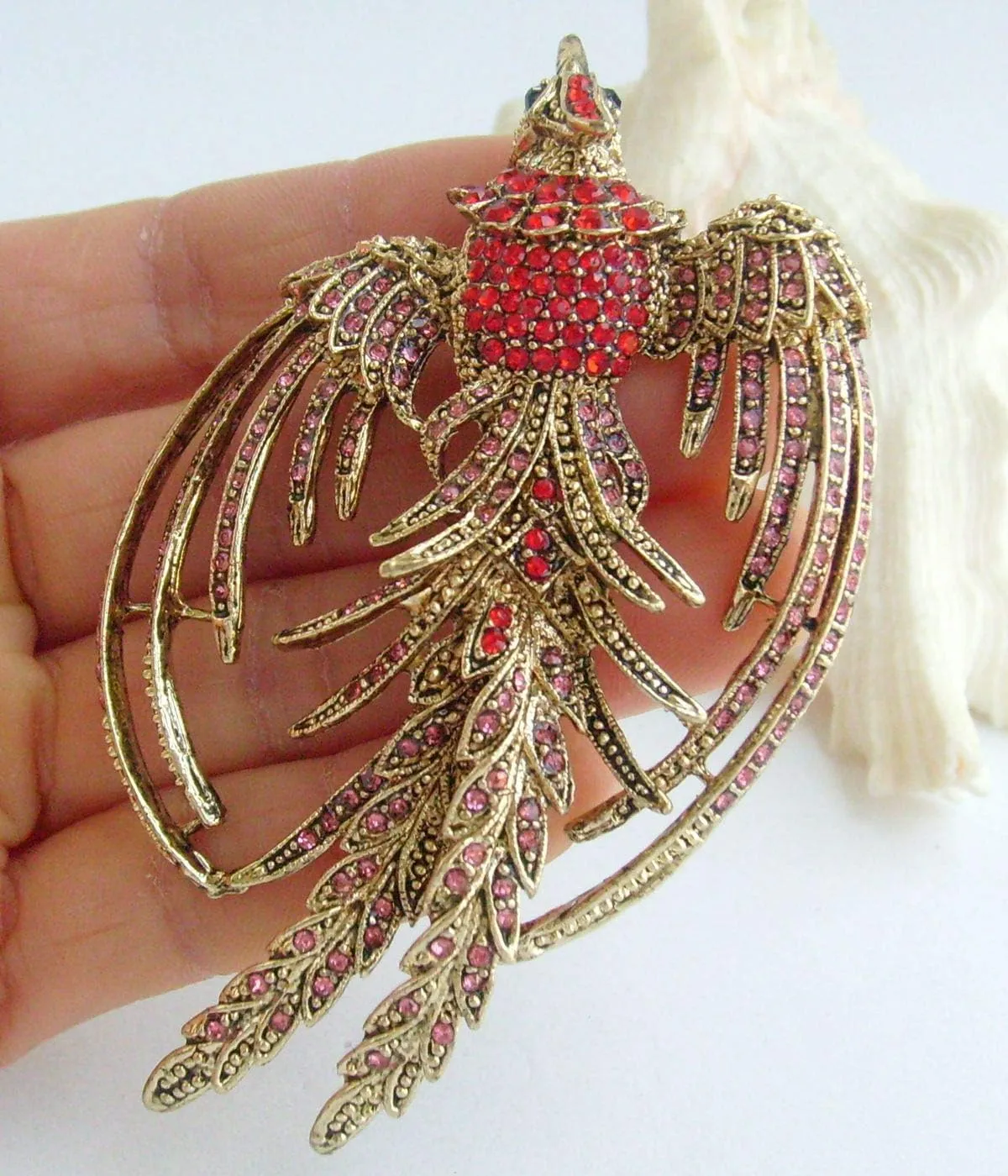 Austrian Crystal Animal Bird 3.54" Phoenix Keychain Pendant K2338