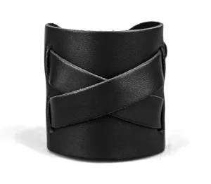 Aviator wide Leather cuff bracelet with cross for men or women, Handmade UA 6450