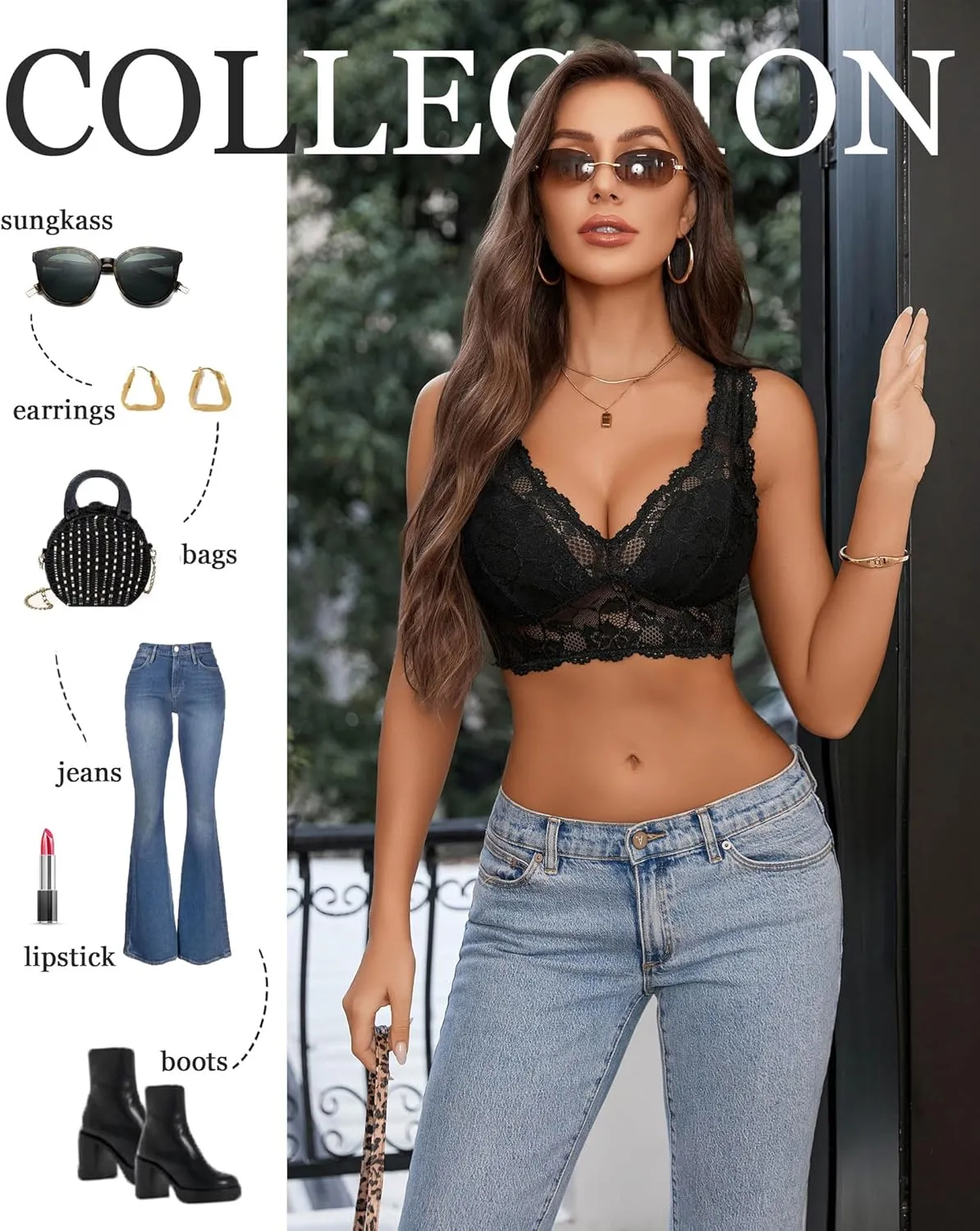 Avidlove Bralettes for Women Lace Bra Non Padded Longline Bralette Deep V Triangle Sexy Everyday Lingerie Bras
