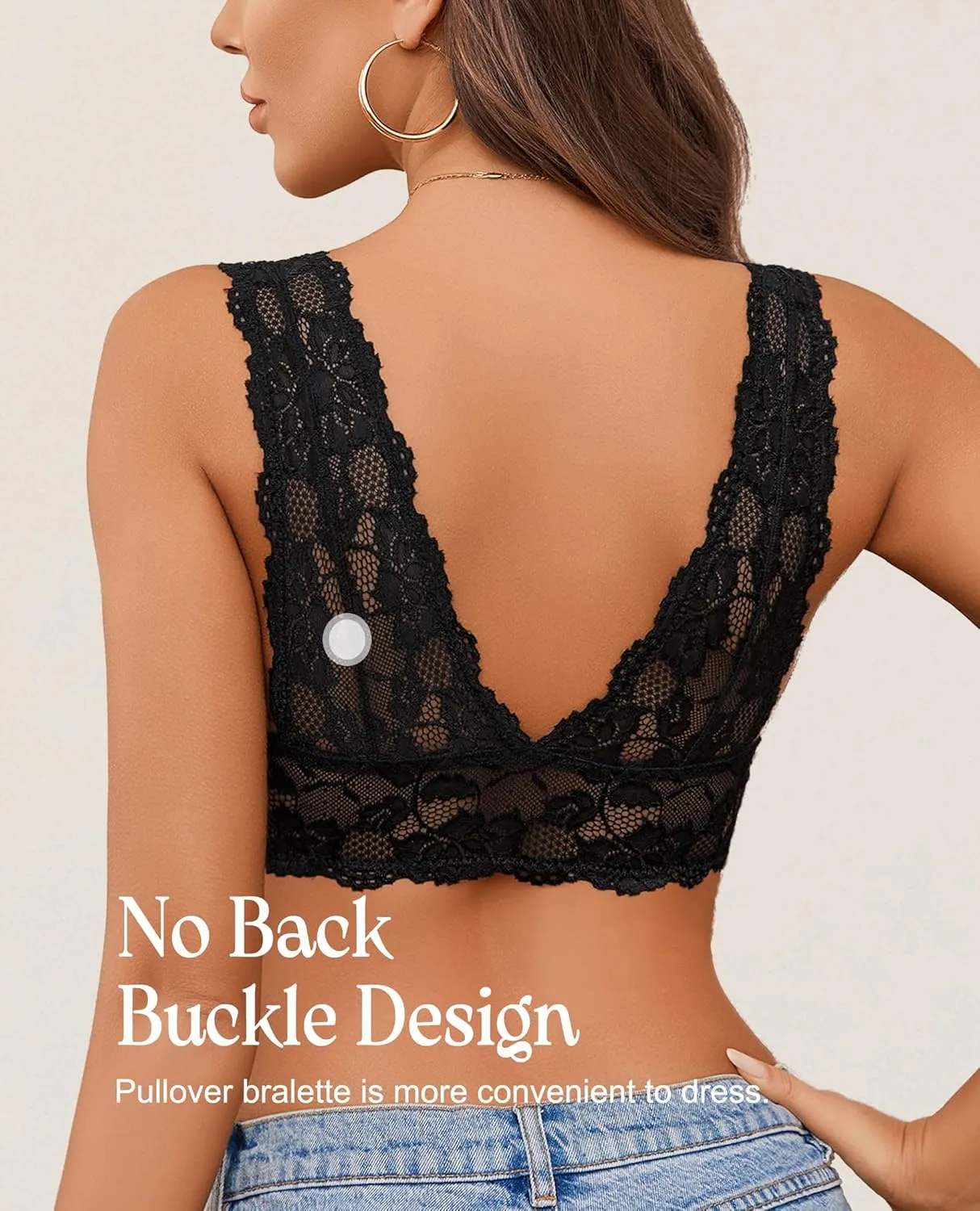 Avidlove Bralettes for Women Lace Bra Non Padded Longline Bralette Deep V Triangle Sexy Everyday Lingerie Bras
