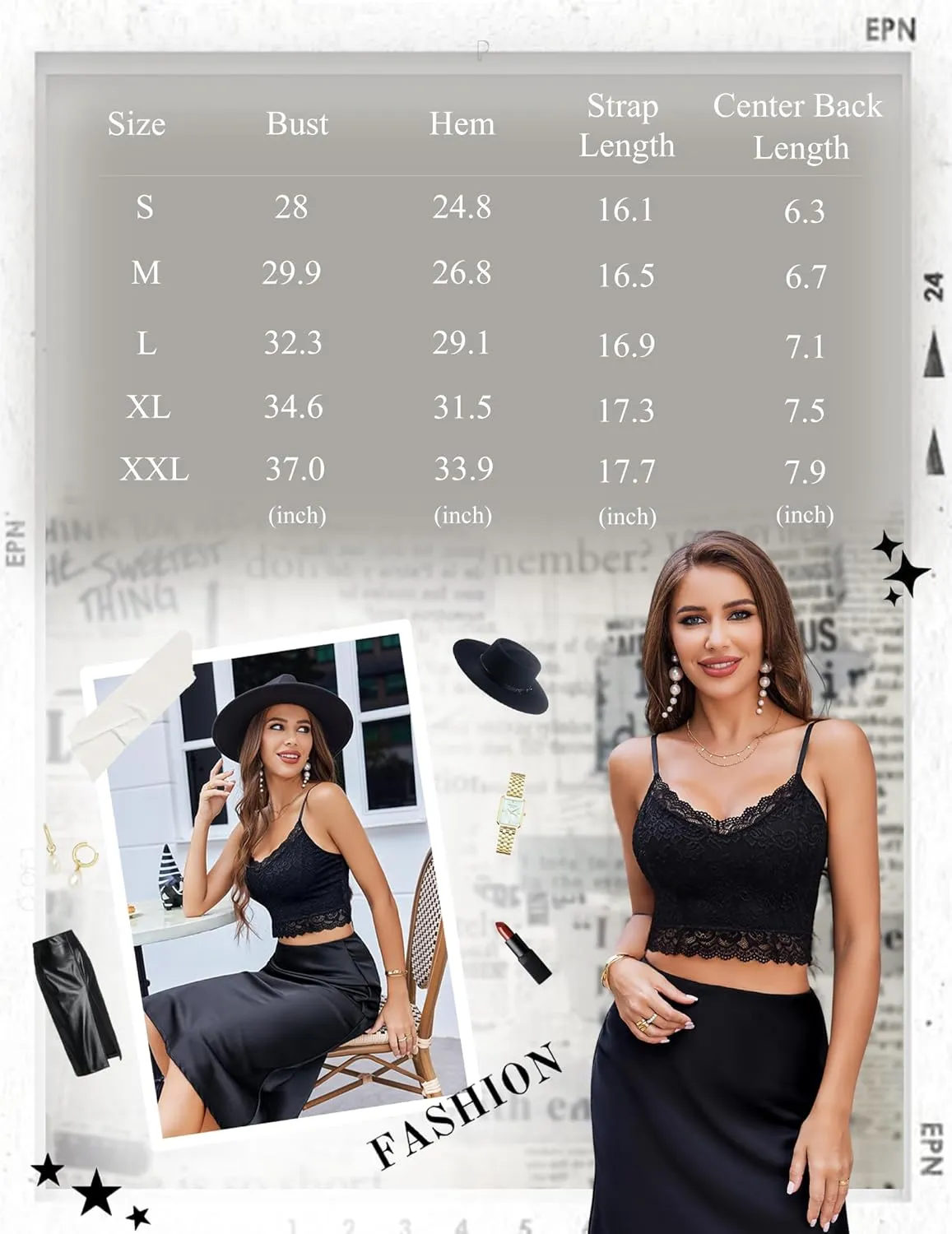 Avidlove Lace Bralette for Women Spaghetti Strap Tank Top V Neck Slim Basic Camisoles,Pack of 2