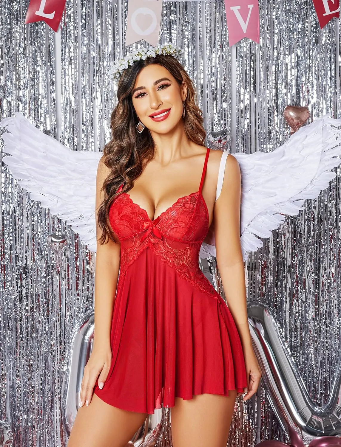 Avidlove Women Lace Lingerie Babydoll Sexy Chemise Exotic Nightgowns Bridal Nightdress