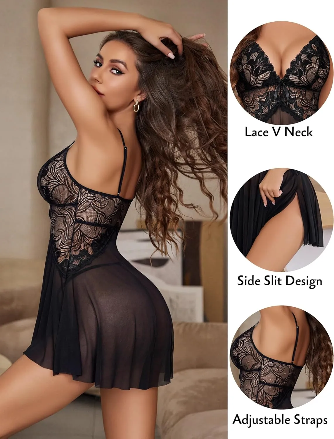 Avidlove Women Lace Lingerie Babydoll Sexy Chemise Exotic Nightgowns Bridal Nightdress