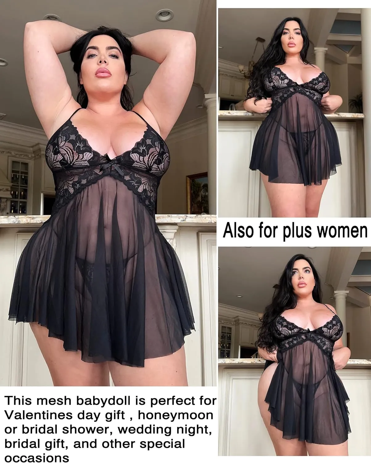 Avidlove Women Lace Lingerie Babydoll Sexy Chemise Exotic Nightgowns Bridal Nightdress