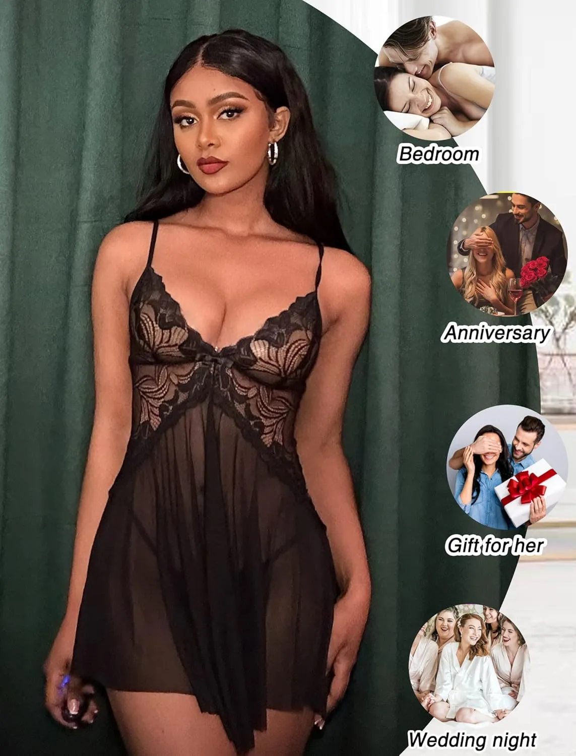 Avidlove Women Lace Lingerie Babydoll Sexy Chemise Exotic Nightgowns Bridal Nightdress