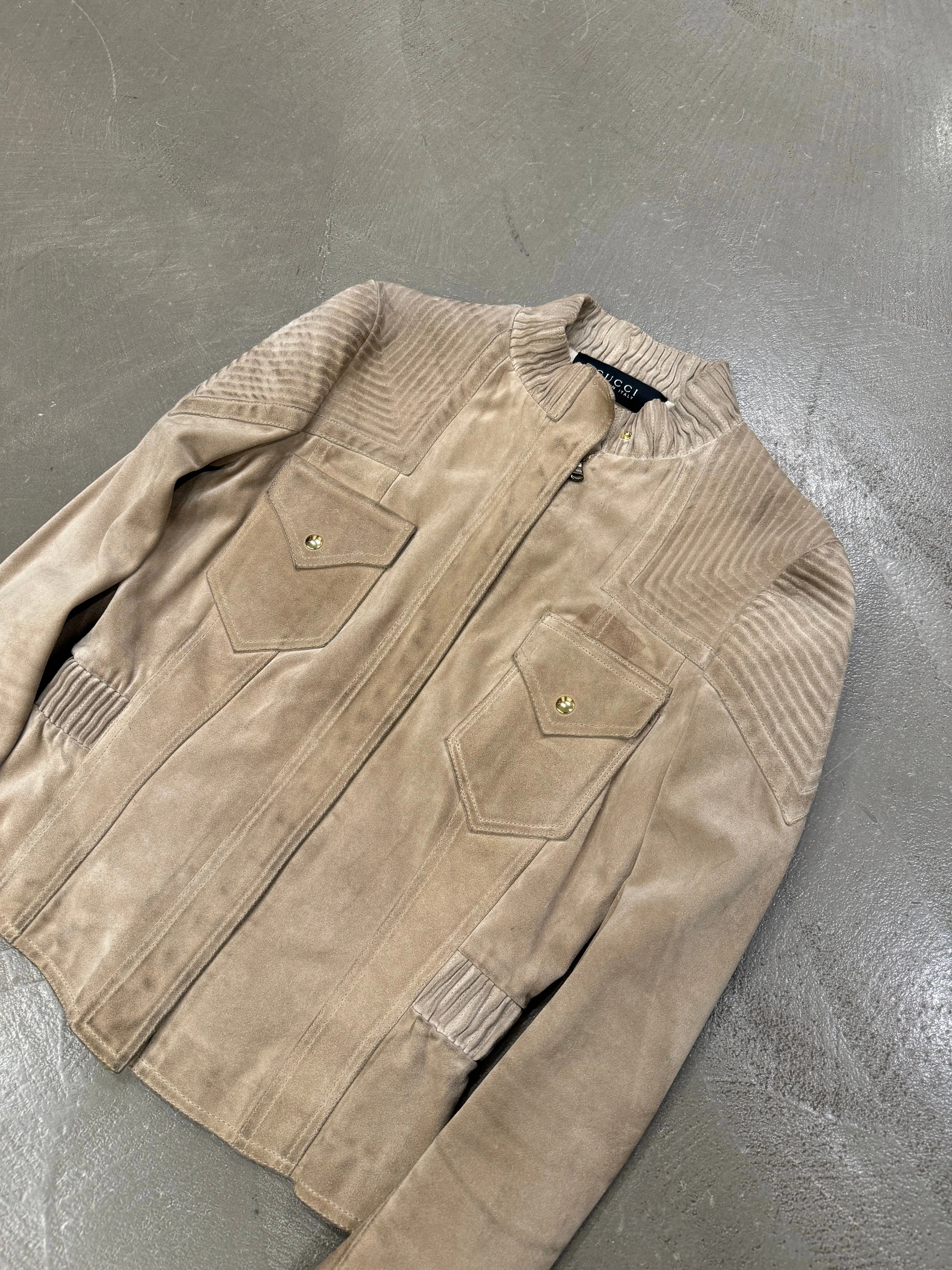 A/W2004 Gucci by Tom Ford western paneled suede leather jacket