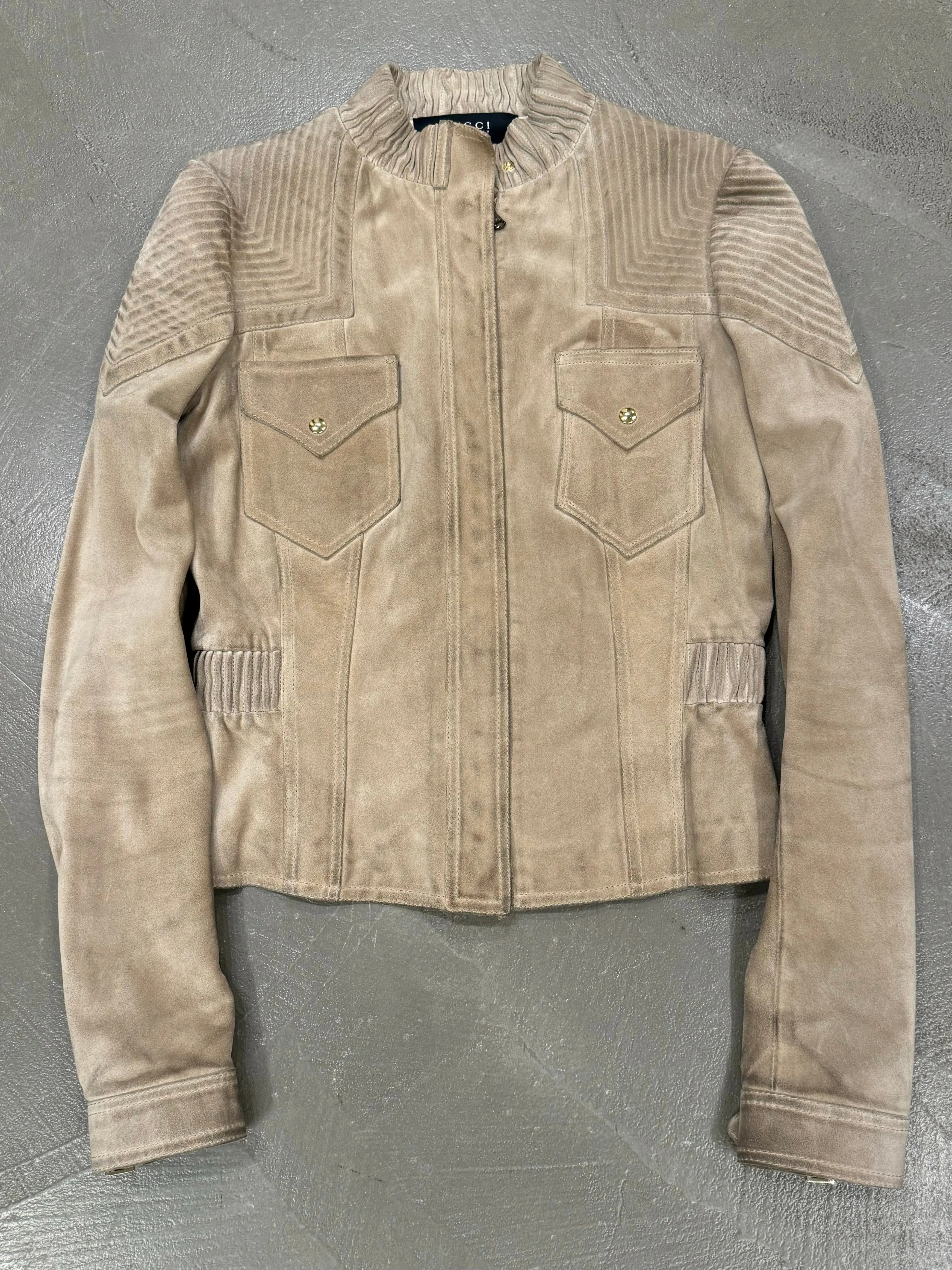 A/W2004 Gucci by Tom Ford western paneled suede leather jacket