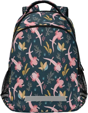 Axolotl Backpack for Girls Kids Boys School Bookbags,Student Laptop Backpack Carrying Bag Casual Lightweight Travel Sports Day Packs