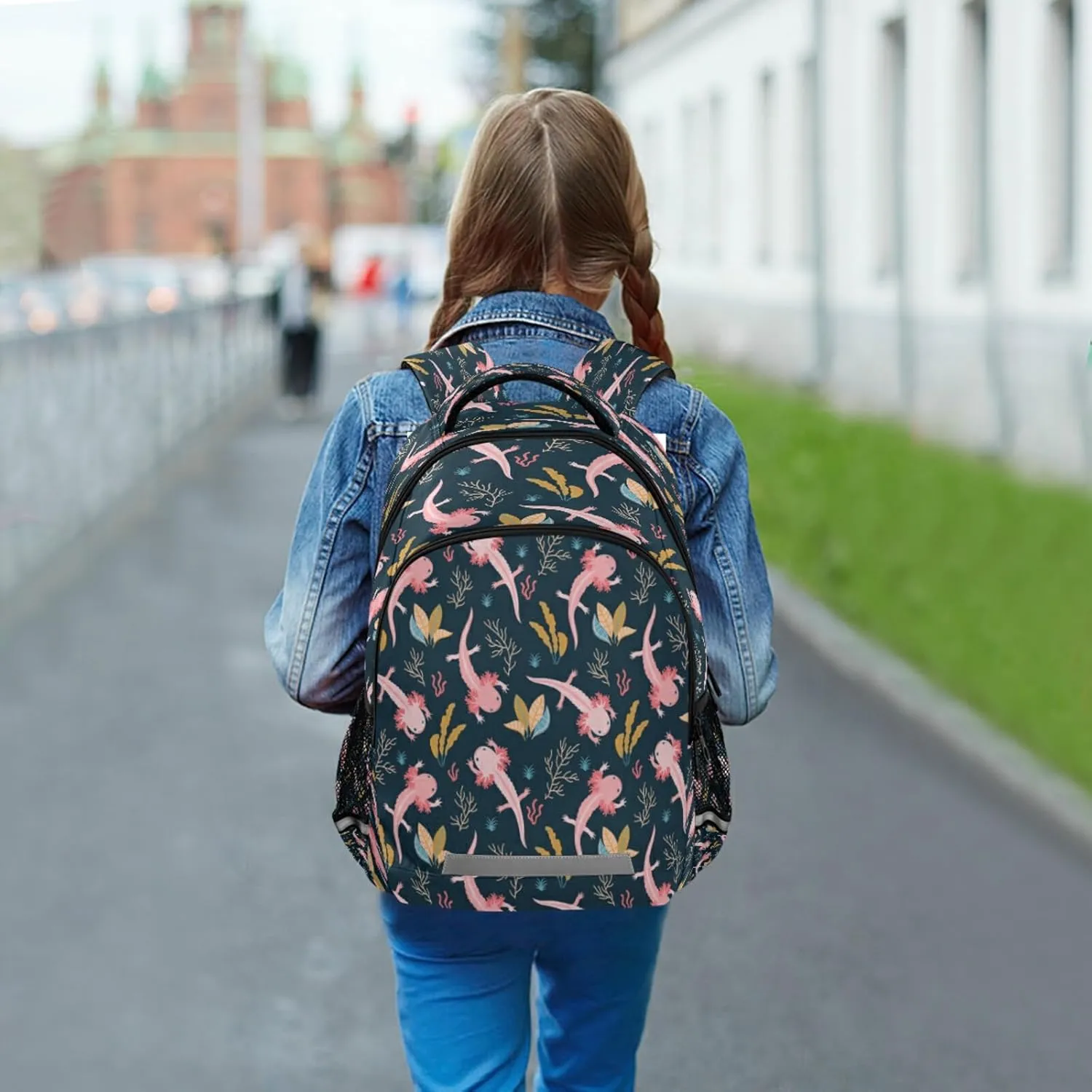Axolotl Backpack for Girls Kids Boys School Bookbags,Student Laptop Backpack Carrying Bag Casual Lightweight Travel Sports Day Packs