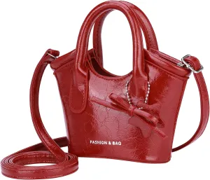 Ayliss Mini Purses for Women Cute Purses Bowknot Crossbody Bag Top Handle Mini Clutch Handbag Y2k Purse Bag PU Leather