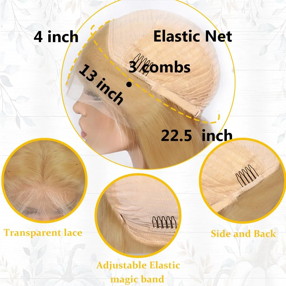 Azkiu Honey Blonde Lace Front Wigs Human Hair 13x4 Body Wave 27# HD Transparent Wig Pre Plucked with Baby 150% Density Brazilian Virgin Frontal Wigs 30 Inch
