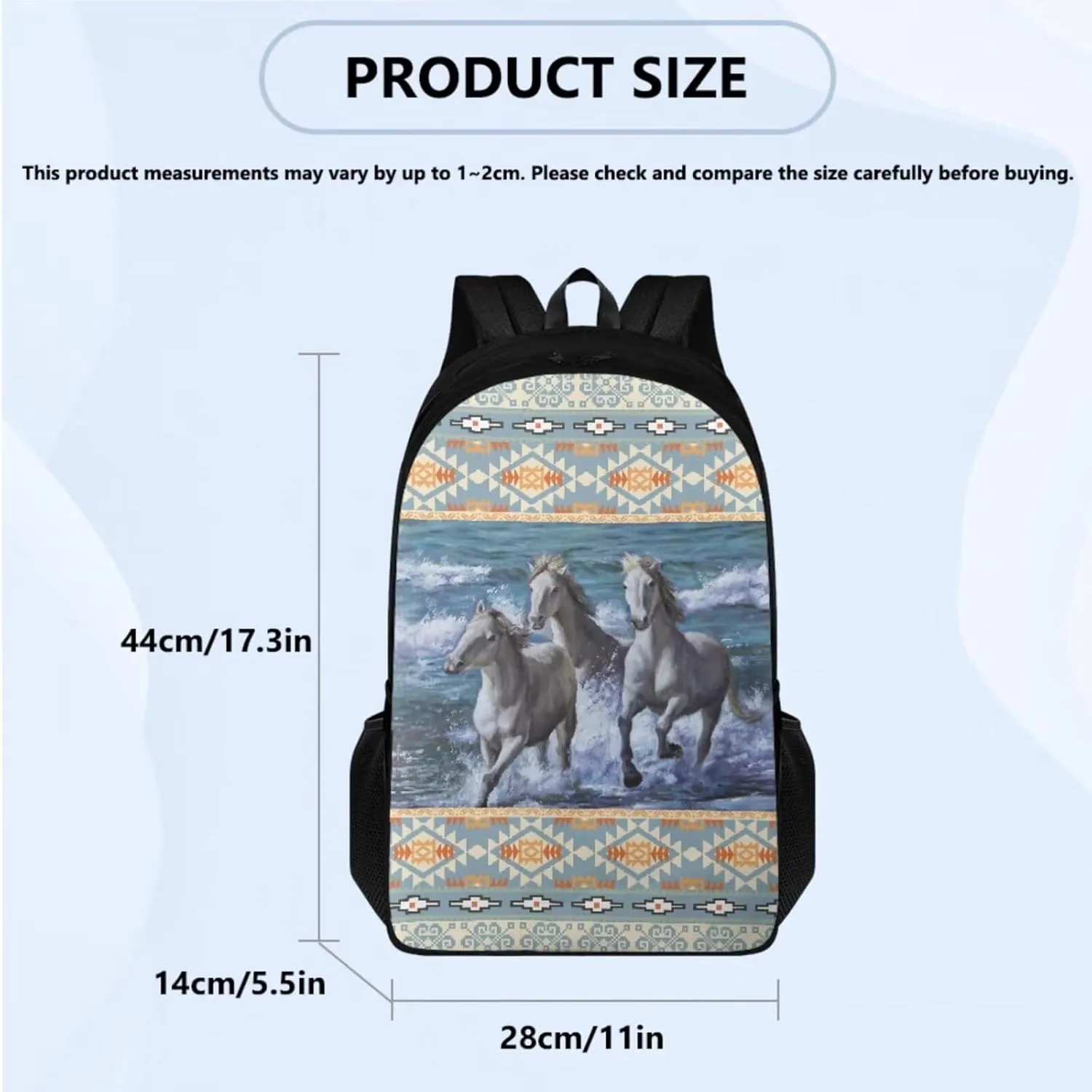 Aztec Horse 3 Pcs Backpacks Set School Backpack Kids Boys 2nd Grade Student Bookbag and Lunch Box Pencil Case Cool School Bag for Preschool Primary Elementary Middle School