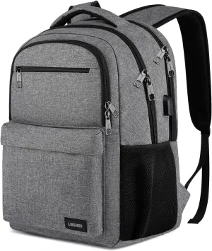 Backpack for Men, School Backpack for Teen Boys,15.6 inch Laptop Back Pack for High School and College Students with USB Charging Port, Computer Bookbag, Grey