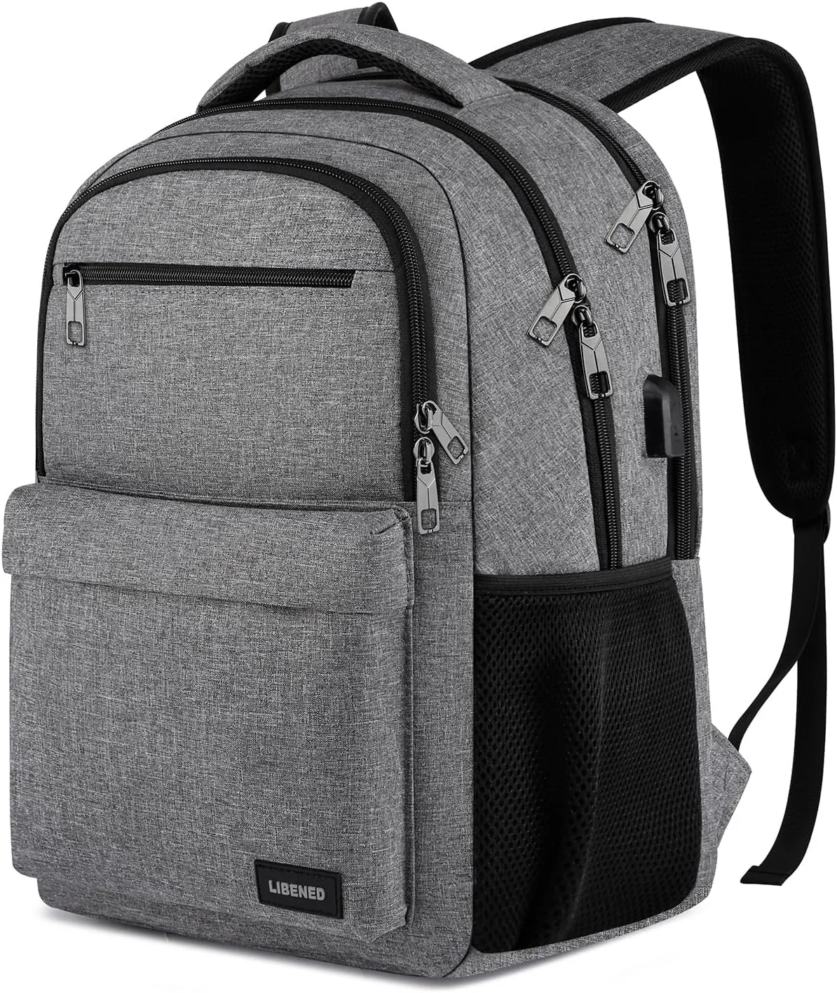 Backpack for Men, School Backpack for Teen Boys,15.6 inch Laptop Back Pack for High School and College Students with USB Charging Port, Computer Bookbag, Grey