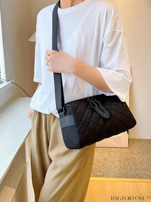 BagForLove - Chic Diamond Pattern Shoulder Bag - Fashionably Solid & Stylish