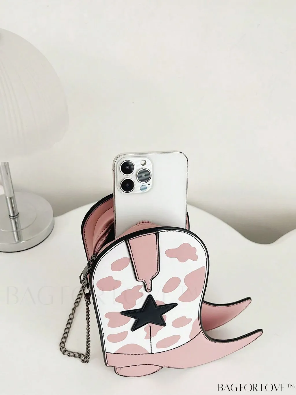 BagForLove - Chic Pink Cow Print Chain Bag - A Fun and Stylish Accessory