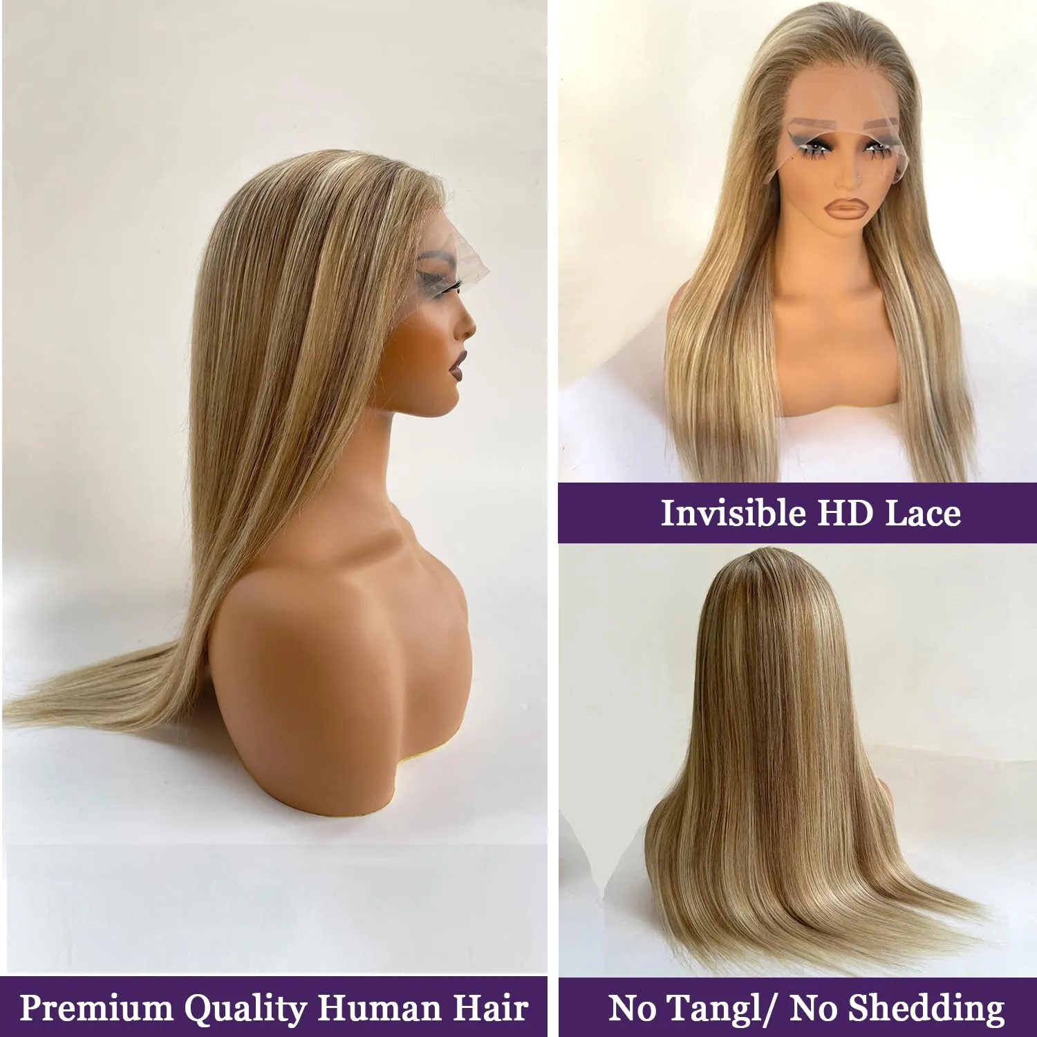 Balayage Ash Blonde Wig Human Hair Lace Front Wigs 30 Inch Ash Brown Balayage Ash Blonde Highlights Human Hair Glueless Wigs Pre Plucked HD 13x4 Lace Frontal Human Hair Wigs for Women 180% Density