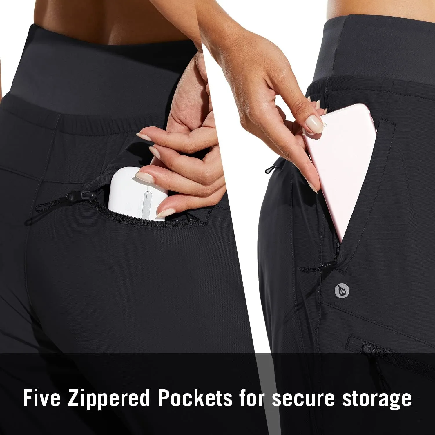 baleaf Women's Joggers Lightweight Hiking Pants High Waist 5 Zipper Pockets Quick Dry Travel Athletic UPF50 