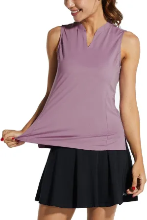 baleaf Women's Sleeveless Golf Tennis Shirts Lightweight Quick Dry V-Neck Tank
