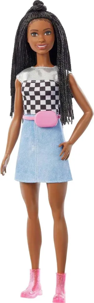 Barbie: Big City, Big Dreams Brooklyn” Roberts Doll (11.5-in, Brunette Braided Hair) Wearing Shimmery Top, Skirt & Accessories, Gift for 3 to 7 Year Olds