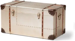 Baxton Studio 32" Wide Bechet Silver Metal Storage Trunk