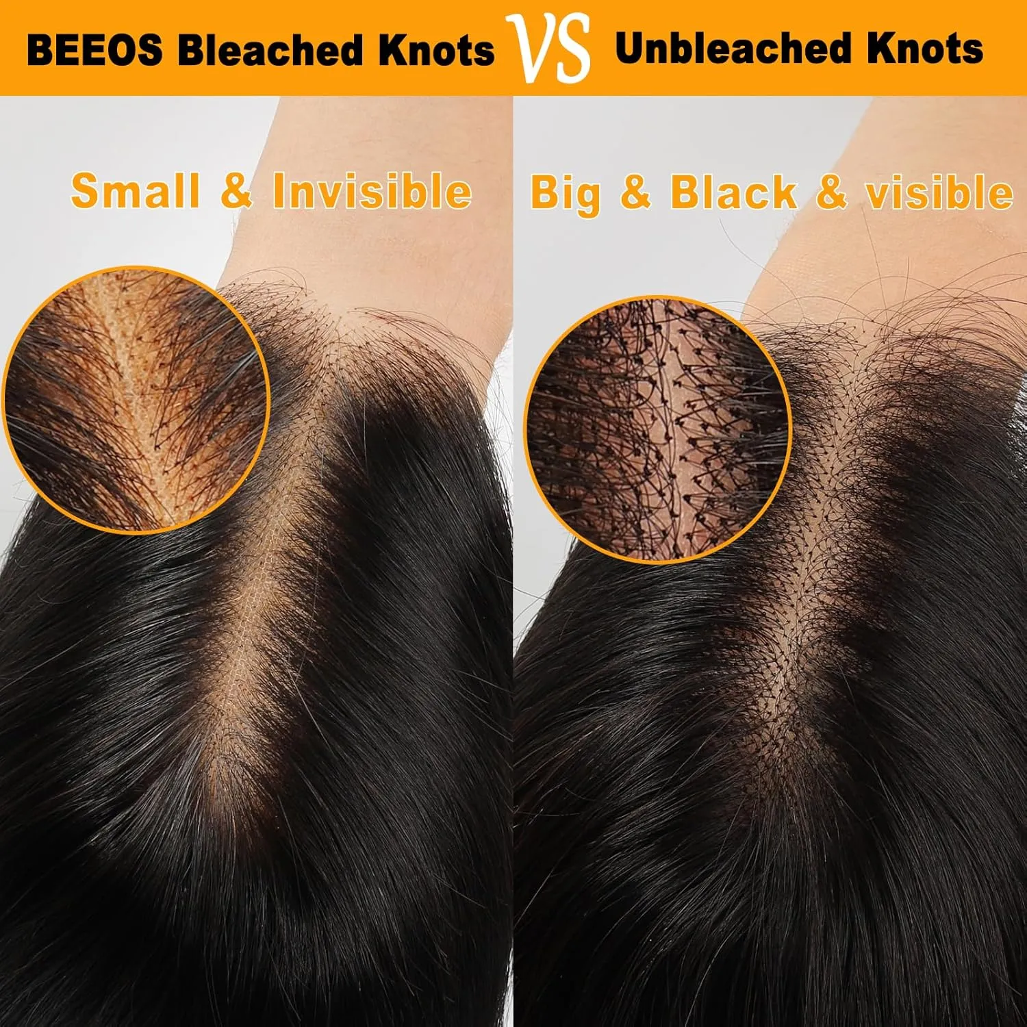 BEEOS 13x4 Full Frontal Skinlike Real HD Lace Wig 180% Density Pre Plucked Brown Mixed Blonde Balayage Human Hair Wigs Bleached Knots 24 Inch