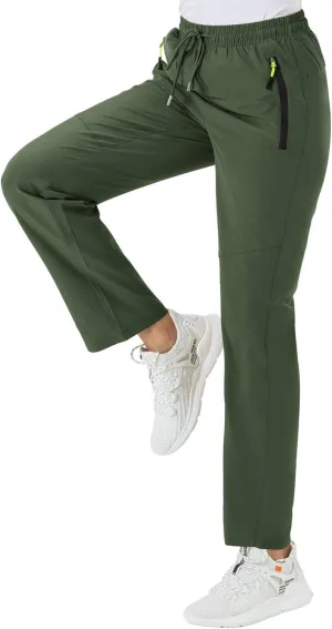 BGOWATU Women's Hiking Cargo Pants Quick Dry Lightweight Water Resistant Joggers Pants Zipper Pockets