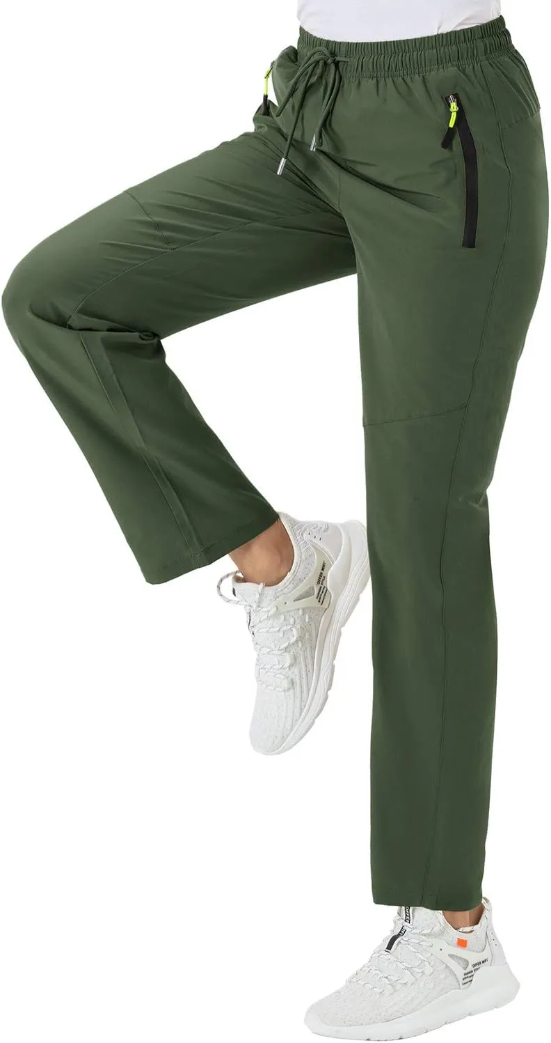 BGOWATU Women's Hiking Cargo Pants Quick Dry Lightweight Water Resistant Joggers Pants Zipper Pockets