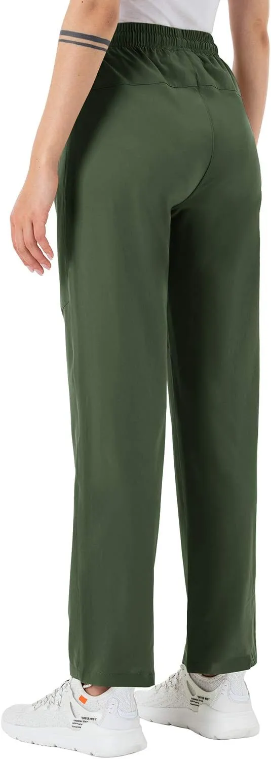 BGOWATU Women's Hiking Cargo Pants Quick Dry Lightweight Water Resistant Joggers Pants Zipper Pockets