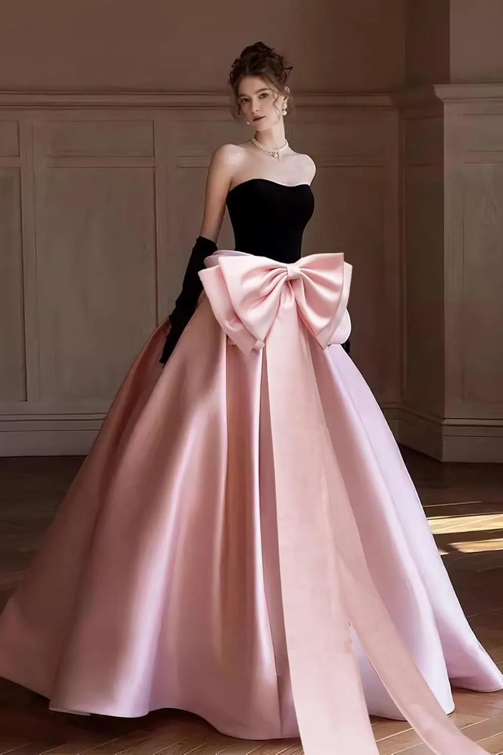 Big Bow Long Train Satin Bowknot Detachable Sweep Train Waist Sash Belt Bowknot for Wedding Formal Dress
