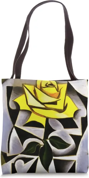 Bizarre Geometric Yellow Rose Art Tote Bag