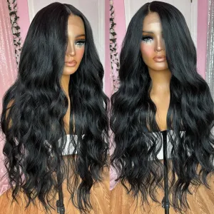 Black Wigs for Women Synthetic Lace Front Wig Pre Plucked With Baby Hair 26 Inch Long Wavy Middle Part Wig 13x4x1 Glueless Wig Ready to Wear