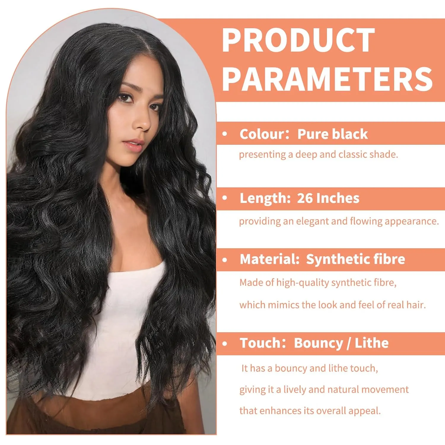 Black Wigs for Women Synthetic Lace Front Wig Pre Plucked With Baby Hair 26 Inch Long Wavy Middle Part Wig 13x4x1 Glueless Wig Ready to Wear
