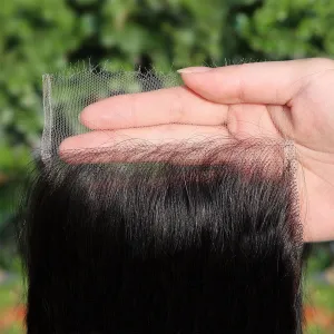 Bleached Knots 6x6 Real HD Lace Closure Skinlike Straight Human Hair Closure Pre Plucked with Baby Hair Brazilian Virgin Thin Invisible 6x6 Lace Closure Serrated Edge 18 Inch Closure Only