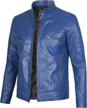 Blingsoul Real Lambskin Men's Leather Jackets - Cafe Racer Style Premium Leather Jacket Men