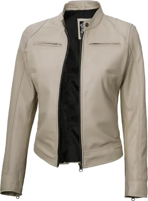 Blingsoul Real Leather Jacket Women - Cafe Racer Style Womens Leather Jackets