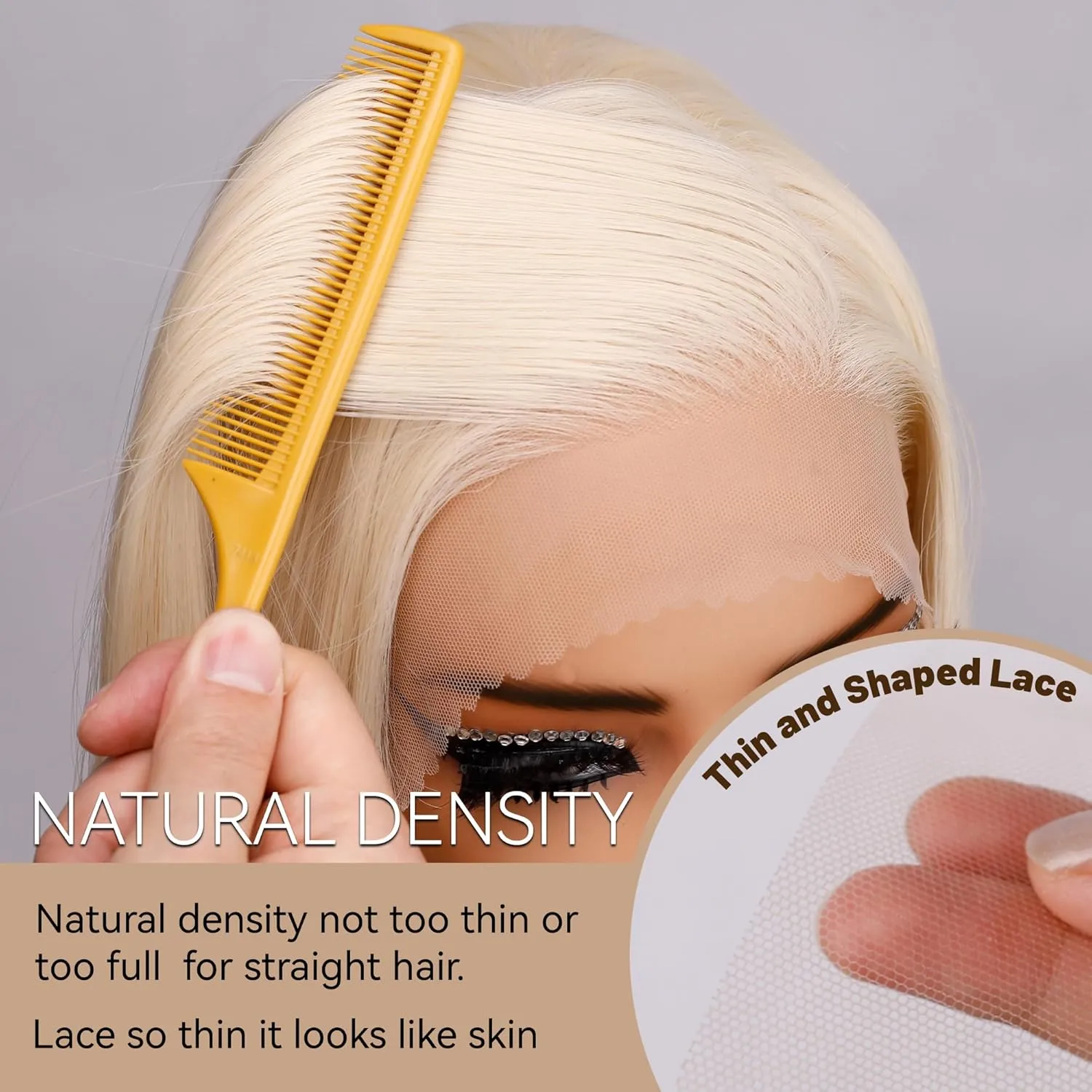 BLL Blonde Wig, Synthetic Lace Front Wigs Pre-Plucked 13x4 HD Glueless Straight 26inch Ready to Wear Pre-toned 613 Blonde Wigs Beginner Friendly Suitable For Daily Party Wear.