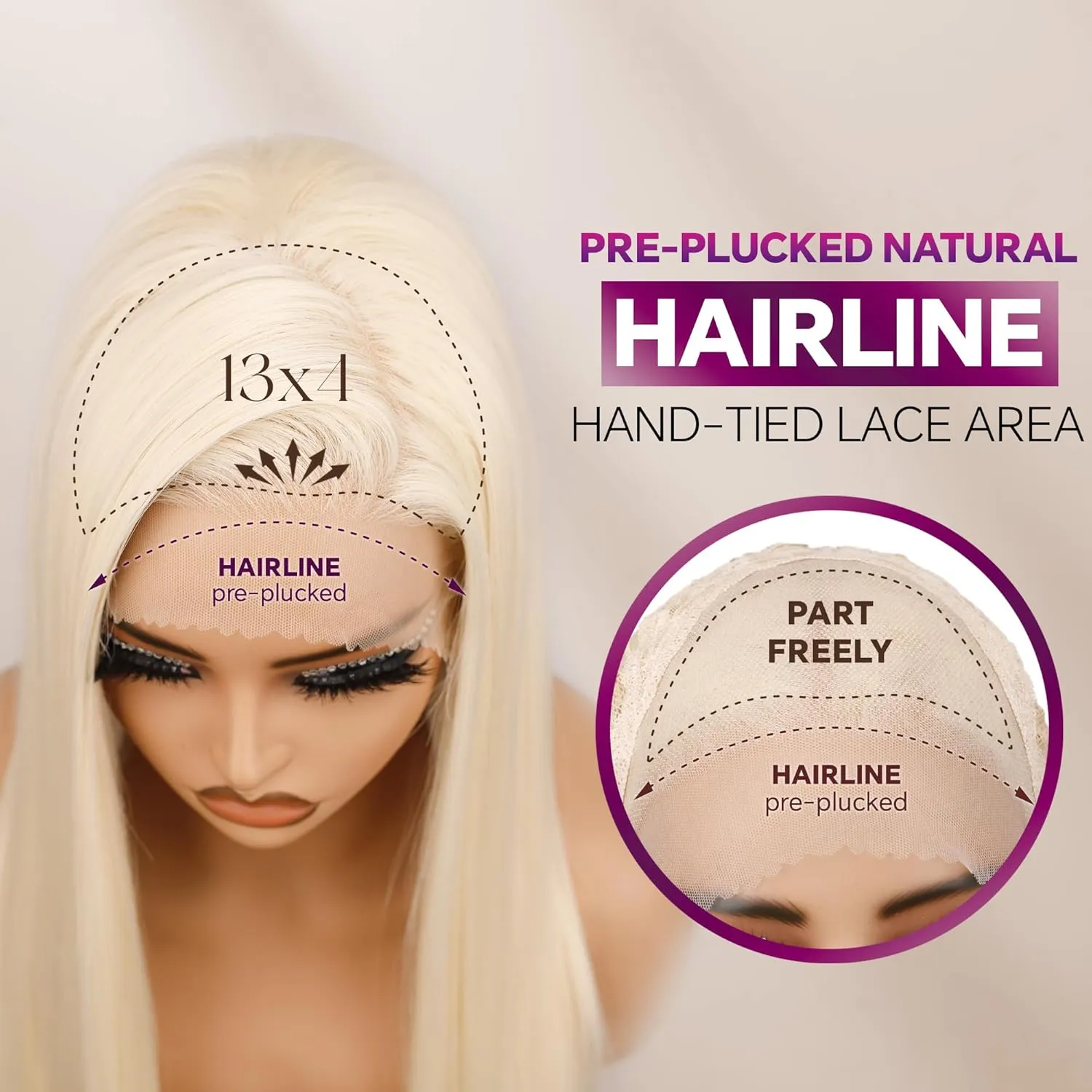 BLL Blonde Wig, Synthetic Lace Front Wigs Pre-Plucked 13x4 HD Glueless Straight 26inch Ready to Wear Pre-toned 613 Blonde Wigs Beginner Friendly Suitable For Daily Party Wear.