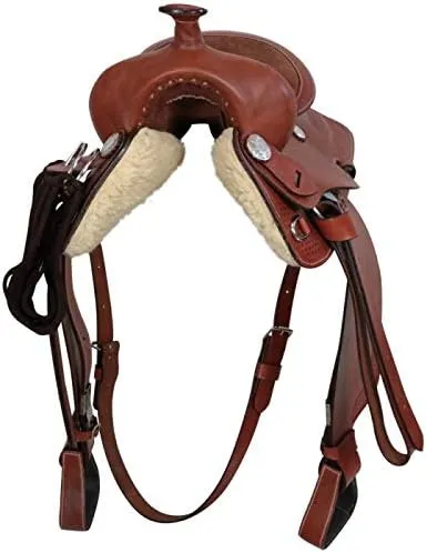 BNB International Western Barrel Racing Horse Saddles Trail Equestrian Pony & Adult Classic Quality Premium Leather for Horse Riding Size:10-18 inches Seat Available BRL273