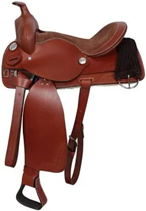 BNB International Western Barrel Racing Horse Saddles Trail Equestrian Pony & Adult Classic Quality Premium Leather for Horse Riding Size:10-18 inches Seat Available BRL273