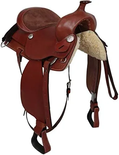 BNB International Western Barrel Racing Horse Saddles Trail Equestrian Pony & Adult Classic Quality Premium Leather for Horse Riding Size:10-18 inches Seat Available BRL273