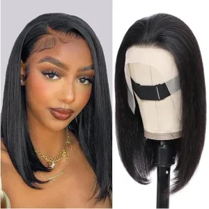 Bob Wig Human Hair 13X4 HD Transparent Lace Front Wigs Human Hair 200% Density Short Bob Wigs Human Hair Pre Plucked Straight Lace Frontal Wigs Human Hair Bob Wig For Women 14Inch