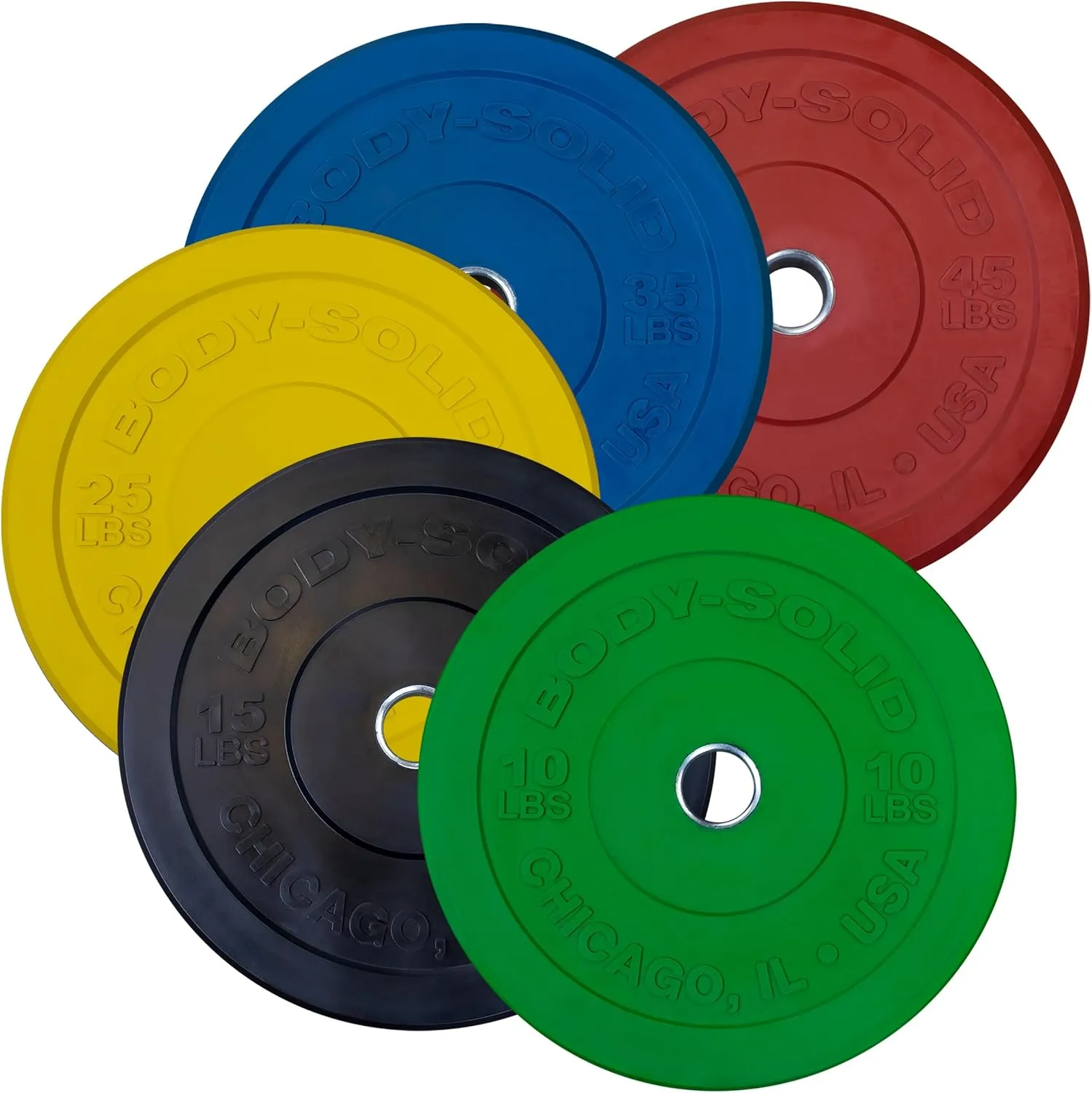 Body-Solid Olympic Bumper Plate - Rubber Weight Plates, Olympic Bumper Plates, Barbell Plates, Bumper Weights
