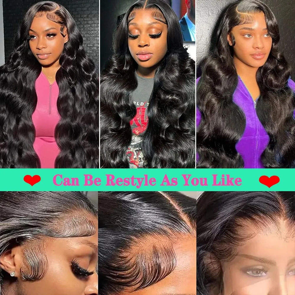 Body Wave Lace Front Wigs Human Hair 200% Density Body Wave 13x6 HD Lace Frontal Wigs Human Hair Brazilian Lace Front Wigs Human Hair 20 Inch Pre Plucked with Baby Hair