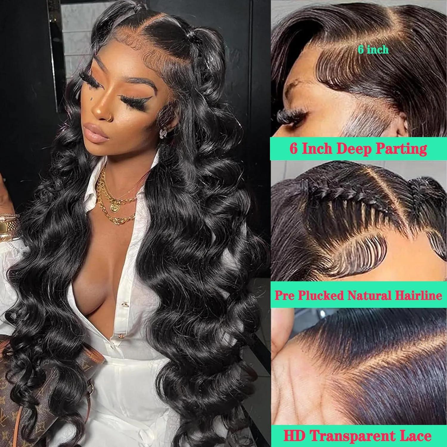 Body Wave Lace Front Wigs Human Hair 200% Density Body Wave 13x6 HD Lace Frontal Wigs Human Hair Brazilian Lace Front Wigs Human Hair 20 Inch Pre Plucked with Baby Hair
